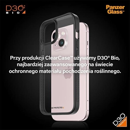 Militärzertifizierte PanzerGlass ClearCase iPhone 15-Hülle – Transparent und Schwarz