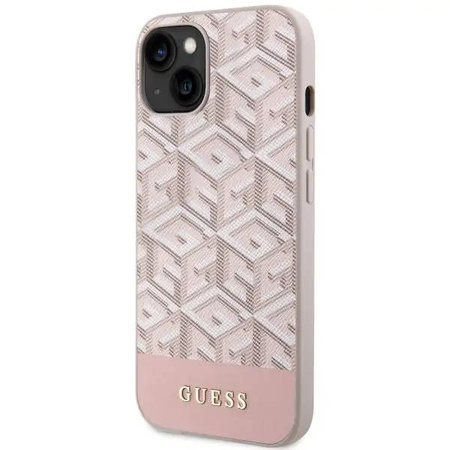 Guess GUHMP14SHGCFSEP iPhone 14 6,1" rosa/rosa Hartschale GCube Stripes MagSafe