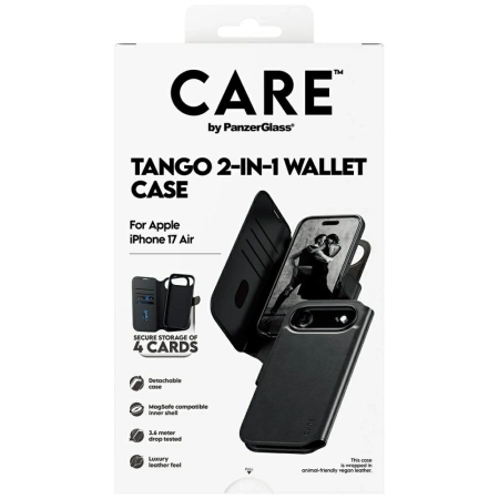 Etui CARE by PanzerGlass Feature Tango 2w1 Wallet Case MagSafe na iPhone Air - czarne