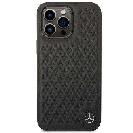 Mercedes MEHCP14X8REMPK iPhone 14 Pro Max 6,7" schwarz/schwarz Hardcase Leder Sterne Muster