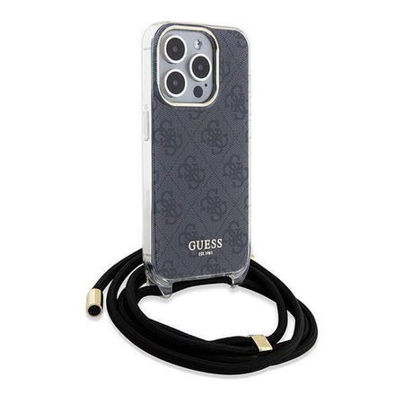 Guess Crossbody Cord 4G Print Hülle für iPhone 15 Pro Max – Schwarz