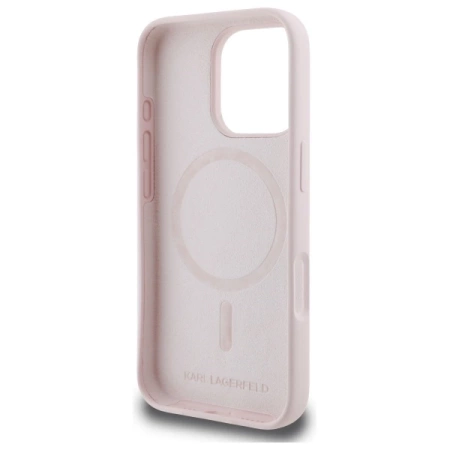 Etui Karl Lagerfeld Silicone nauble Heads Print MagSafe na iPhone 16 Pro Max - różowe