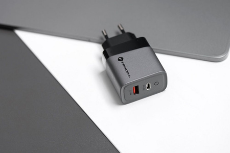 FORCELL F-ENERGY GaN VT-39 ładowarka sieciowa Typ C + USB A PD QC4.0 4A 45W szara