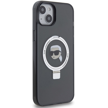 Karl Lagerfeld KLHMP15SHMRSKHK iPhone 15 6,1" schwarz/schwarz Hardcase Ring Stand Karl Head MagSafe