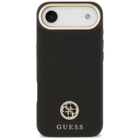 Guess Grained Strass Logo MagSafe Hülle für iPhone Air - Schwarz