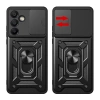 Pancerne etui Hybrid Armor Camshield z podstawką i osłoną aparatu na Samsung Galaxy A56 - czarne