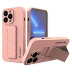 Wozinsky Kickstand Case flexible silicone cover with a stand iPhone 13 mini pink