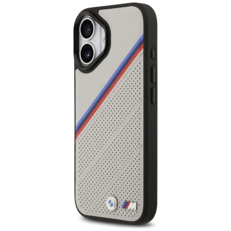 Etui BMW M Tricolor Metal Logo MagSafe do iPhone 17 - szare