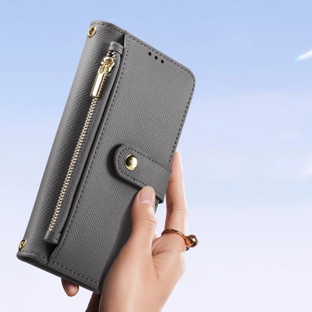 Etui skórzane Dux Ducis Lawa na iPhone 15 Pro - szare