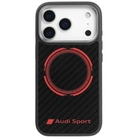 Etui Audi RSQ Carbon Fiber Sport Red Circle MagSafe do iPhone 17 Pro - czarne