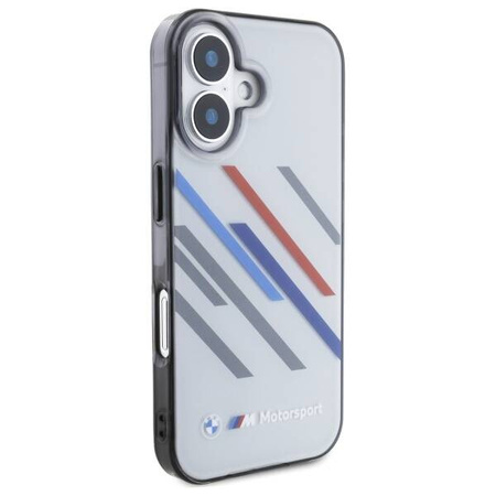 Original Handyhülle IPHONE 16 PLUS BMW Hardcase Motosport IML Random Stripes (BMHCP16M23HTRAG) grau