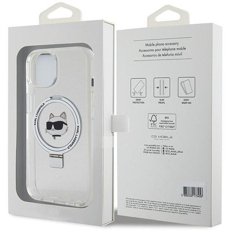 Karl Lagerfeld KLHMP15SHMRSCHH iPhone 15 6.1&quot; white/white hardcase Ring Stand Choupette Head MagSafe