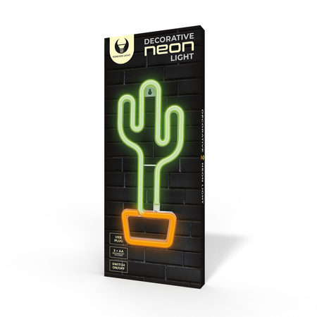 Neon LED KAKTUS pomarańcz/zielony Bat + USB FLNE02 Forever Light