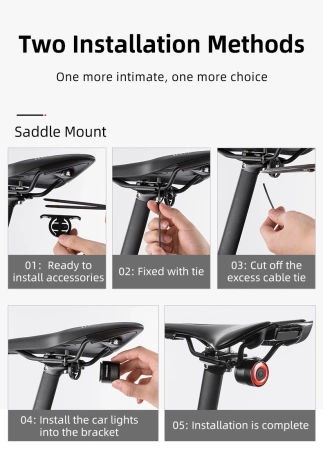 Rockbros Q3 Rear Bike Light with Smart Stop System - Black