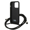 Oryginalne Etui IPHONE 13 PRO Karl Lagerfeld Hardcase Leather Monogram Patch And Cord Iconik (KLHCP13LCMNIPK) czarne