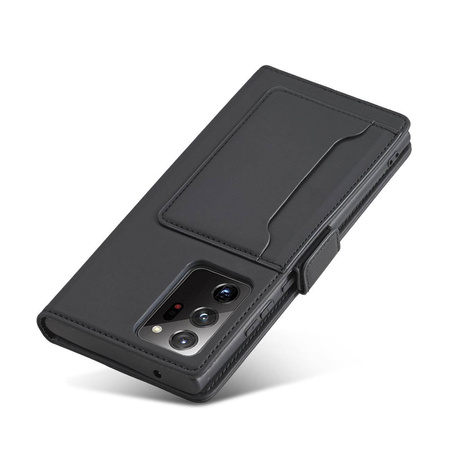 Magnet Card Case etui do Samsung Galaxy S22 Ultra pokrowiec portfel na karty kartę podstawka czarny