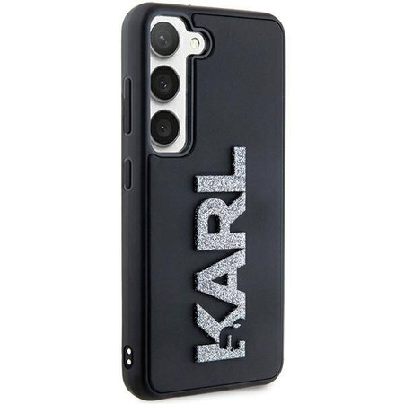 Karl Lagerfeld 3D Rubber Glitter Logo Hülle für Samsung Galaxy S23+ – Schwarz