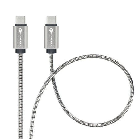 Kabel USB C do USB C Forcell F-Energy QC4.0 PD 3A 66W Metal 2 m C237 srebrny