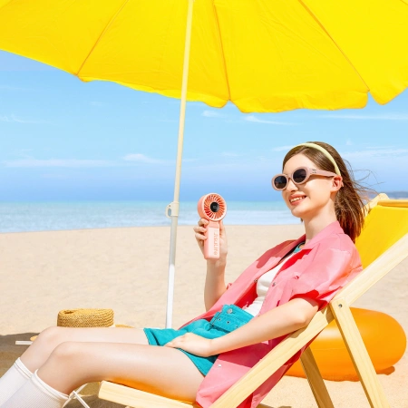 Mini wentylator Jisulife Handheld Fan Life7 3600mAh przenośny wiatraczek USB - różowy