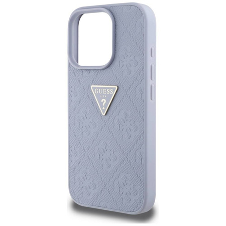 Case IPHONE 16 PRO MAX Guess Hot Stamp 4G Pattern Triangle Metal Logo purple