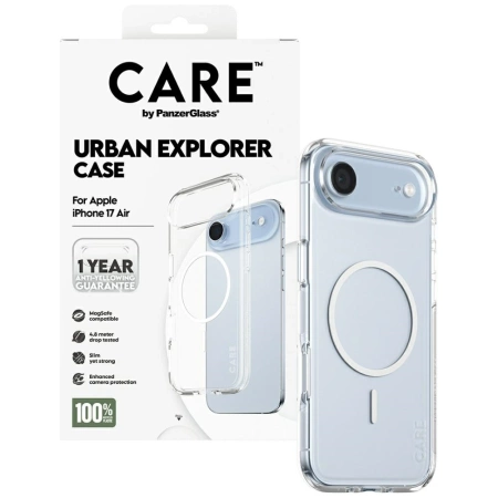 CARE by PanzerGlass Flagship Urban Explorer Case mit weißem MagSafe für iPhone Air – Transparent