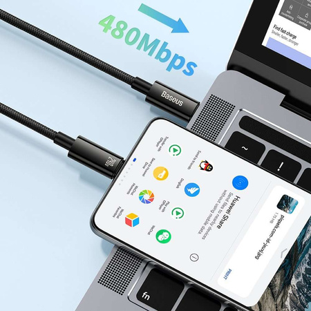 Kabel USB C - USB C 480Mb/s 240W 1m Baseus Tungsten Gold CAWJ040101 - czarny