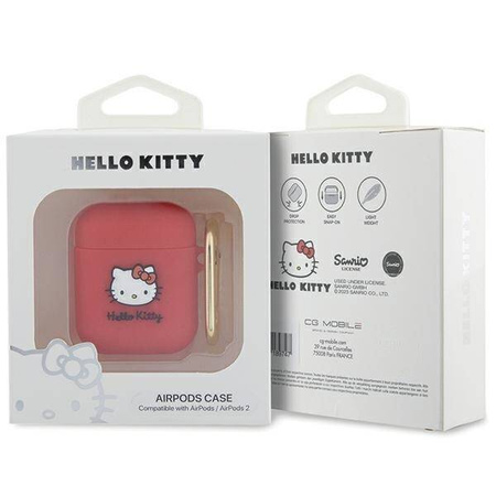 Hello Kitty Silicone 3D Kitty Head case for AirPods 1/2 - fuchsia