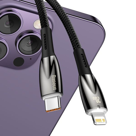 BASEUS kabel Typ C do Apple Lightning 8-pin Power delivery 20W Glimmer Series CADH000101 2m czarny