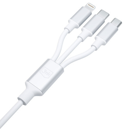 3MK KABEL HYPER 3w1 1,5m Biały USB-A/C do Micro/USB-C/Lightning