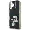 Karl Lagerfeld IML Aquarelle Karl &amp; Choupette &amp; Logo iPhone 16 Case - Black