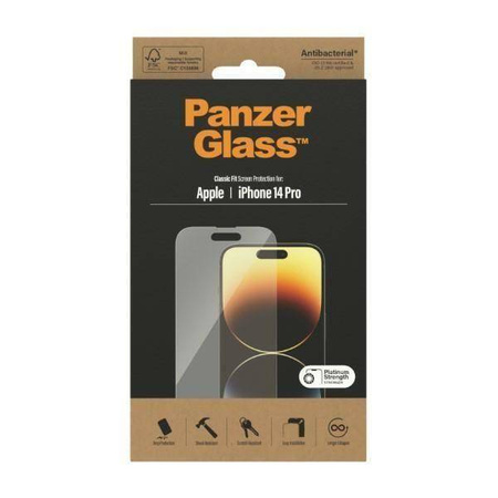 Gehärtetes Glas IPHONE 14 PRO PanzerGlass Classic Fit Screen Protection Antibacterial (2768)