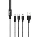 Dudao kabel, przewód USB 3w1 - USB Typ C, micro USB, Lightning 6A - czarny (TGL2)