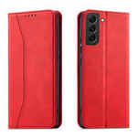 Magnet Fancy Case Case for Samsung Galaxy S22 + (S22 Plus) Pouch Wallet Card Holder Red