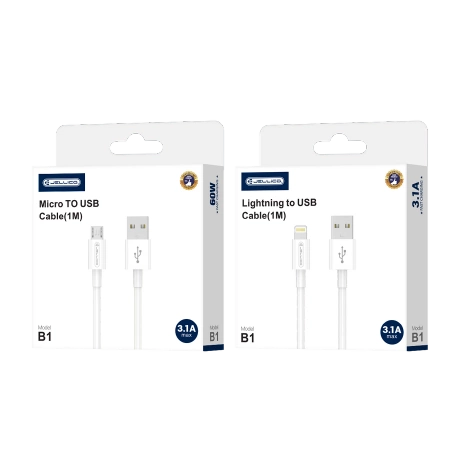 JELLICO kabel B1 Micro USB 3.1A 1M Biały