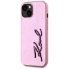 Karl Lagerfeld Wrinkled Metal Signature iPhone 15 Hülle - Rosa