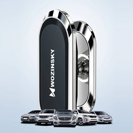 Wozinsky samoprzylepny magnetyczny uchwyt samochodowy 360 na deskę rozdzielczą srebrny (WMH-06)