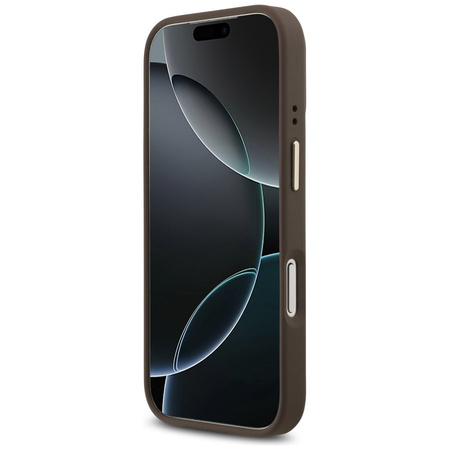 GUESS futerał do IPHONE 17 Pro kompatybilny z MagSafe GUHMP17LPGCRMDEW (PU W/ Grained Strass Logo) brązowy