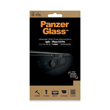 Gehärtetes Glas 5D IPHONE 13 / 13 PRO PanzerGlass E2E Microfracture Case Friendly CamSlider Privacy Antibacterial (P2748) schwarz
