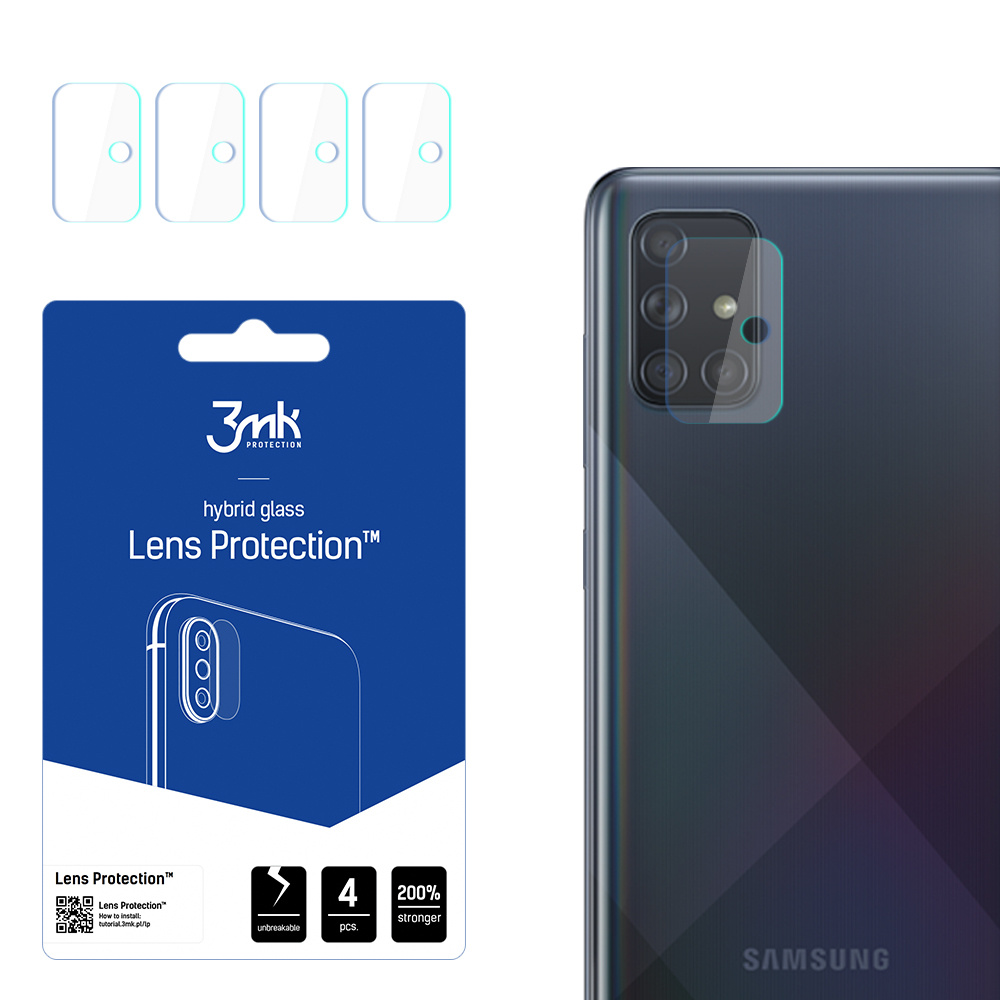 3MK FlexibleGlass Lens Samsung A715 A71 Szkło hybrydowe na obiektyw aparatu 4szt