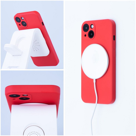 Futerał SILICONE MAG COVER (big hole) kompatybilny z MagSafe do IPHONE 17 Pro Max czerwony
