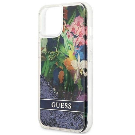 Guess GUHCP13SLFLSB iPhone 13 mini 5,4" niebieski/blue hardcase Flower Liquid Glitter