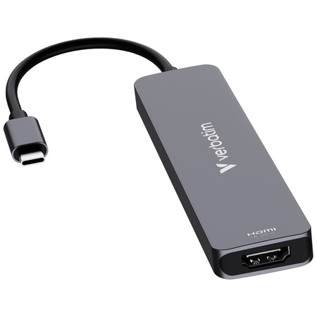 Adapter Hub Verbatim HDMI/USB-C           3.2/USB-C/2xUSB-A 3.2/SD/microSD aluminiowy 32158