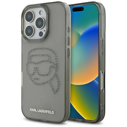 Original Case IPHONE 16 PRO Karl Lagerfeld Hardcase IML Rhinestones Karl Head black