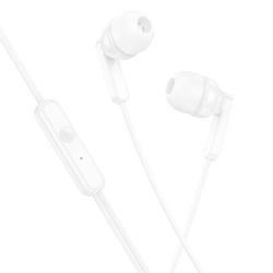 HOCO zestaw słuchawkowy / słuchawki dokanałowe Jack 3,5mm z mikrofonem M121 Bright białe