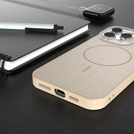 Nakładka Glitter Thin Mag do iPhone 16e brązowa