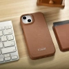 iCarer CE Premium Leather Folio Case skórzane etui iPhone 14 Plus z klapką magnetyczne MagSafe brązowy (WMI14220715-BN)