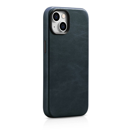 iCarer Case Leather genuine leather case for iPhone 14 dunkelblau (WMI14220701-BU) (MagSafe compatible)