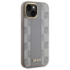 DKNY Leather Checkered Mono Pattern MagSafe-Hülle für iPhone 15 Plus – Beige