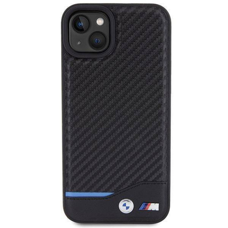 BMW Leder-Carbon-Hülle für iPhone 15 Plus – Schwarz