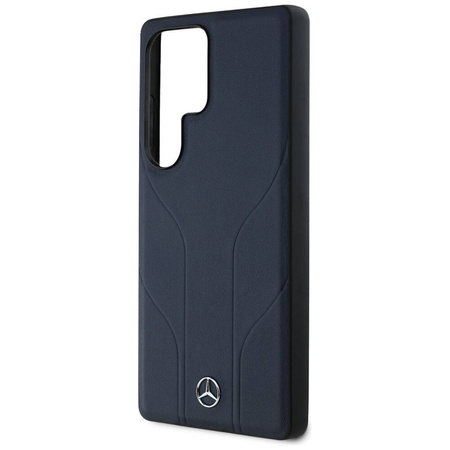 Case SAMSUNG GALAXY S25 ULTRA Mercedes AMG Hardcase Leather Debossed Lines MagSafe navy blue